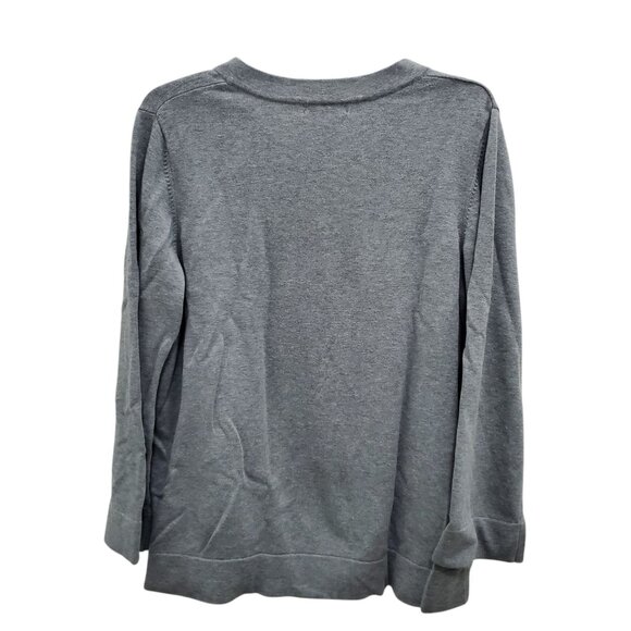 Lands' End Women's Gray Basic 100% Cotton Classic V-Neck Sweater Size L (14-16) - Picture 8 of 8